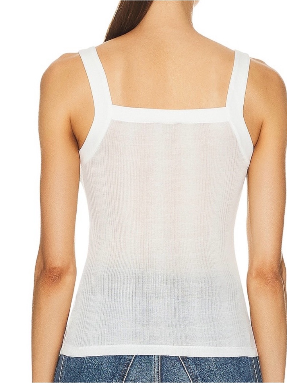KHAITE Ivory Ribbed Square-Neck Tank - Picture 5 of 10